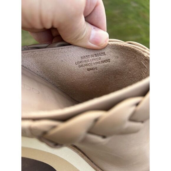 Bernardo Sand Brown Leather Braided Heeled Clogs Saffia 8.5 M New Mule - Picture 9 of 13